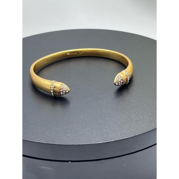 Stella & Dot Ansley Crystal Pave Semi-Shiny‎ Gold Tone Cuff Bracelet B384G - Picture 11 of 13